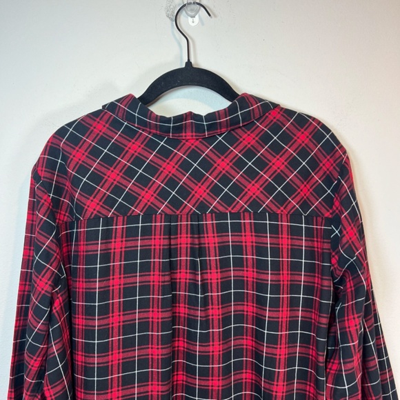 J. Jill Womens Plaid Button Up Shirt Blouse Red Black Long Sleeve Tunic VNeck 2X - Picture 11 of 13